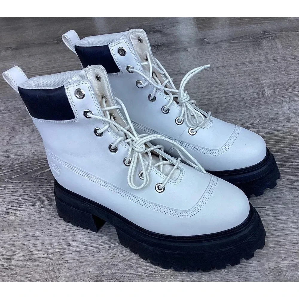 Timberland Womens Size 9 Boots Sky 3 Inch Boot Rebotl White Chunky Ankle A5RSV